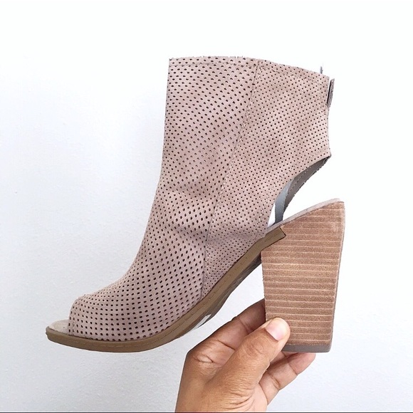 Dolce Vita Noraly Taupe Suede Perforated Bootie - Picture 3 of 7